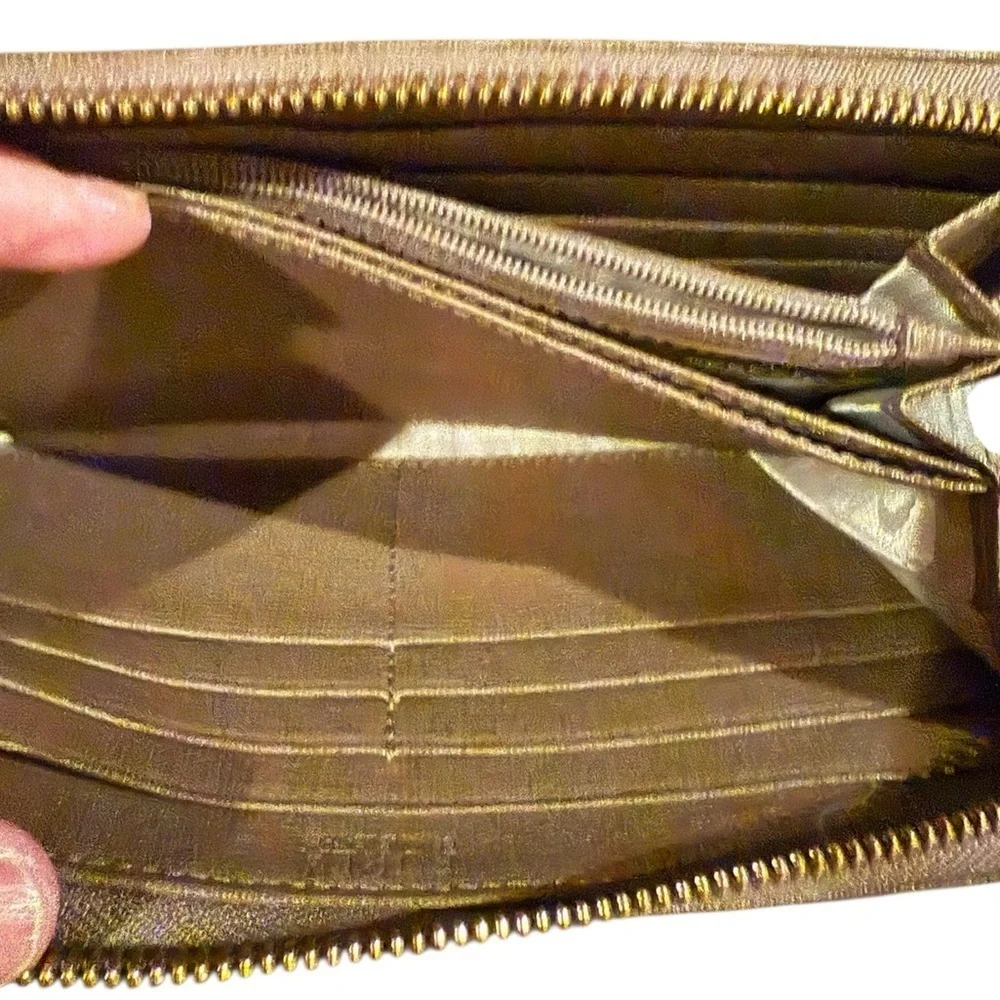 Furla Gold Zip-Around Wallet Sleek Design